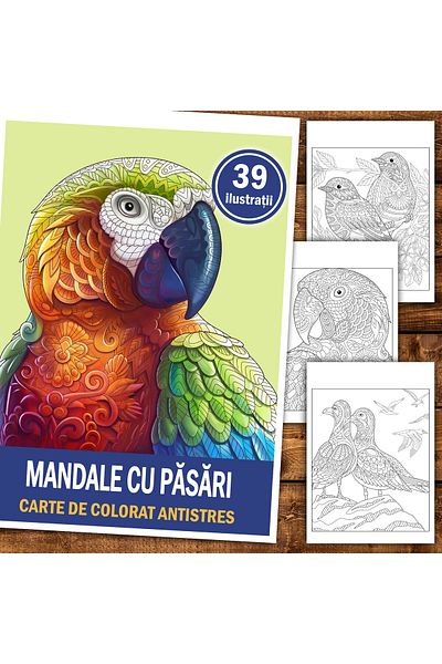 Legendary Gifts Anti-stress Coloring Book, 39 Illustrations Mandalas With Birds, 84 Pages, Format: A5
