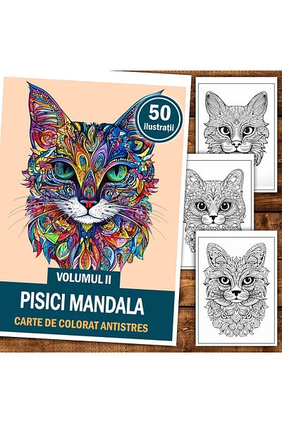 Legendary Gifts Anti-stress Coloring Book, 50 Illustrations Mandala Cats - Volume Ii, 106 Pages, Format: A5