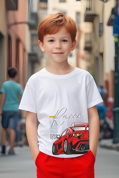 FYK KİDS Boy's Racer F/38 Printed Top and Bottom Suit