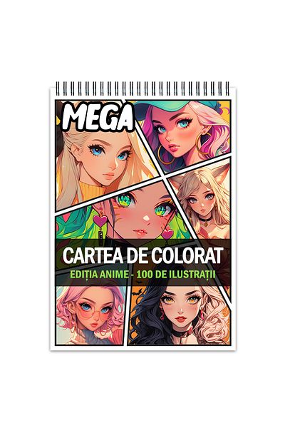 Legendary Gifts Mega Anti-stress Coloring Book, A Mix Of 100 Illustrations, Anime Edition, 206 Pages, Format: A5