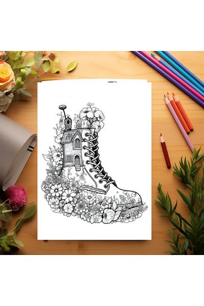 Legendary Gifts Coloring Book, 50 Illustrations, Dwarf Houses, 106 Pages, Format: A5