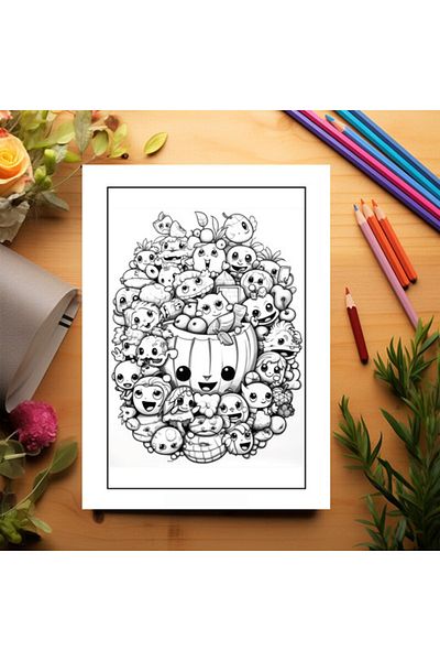 Legendary Gifts Coloring Book, 50 Illustrations, Adorable Fruits, 106 Pages, Format: A5