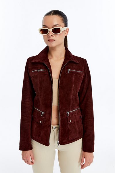 CE-YIL DERİ ÜRÜNLERİ Women's Genuine Leather Suede Coat