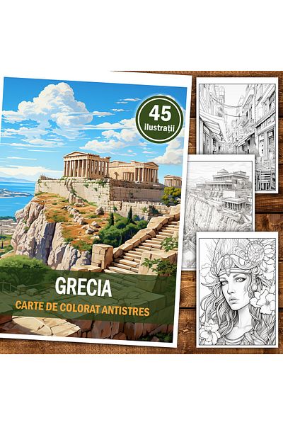 Legendary Gifts Anti-stress Coloring Book, 45 Illustrations Greece 96 Pages, Format: A5