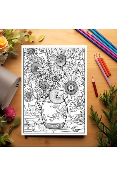 Legendary Gifts Adult Coloring Book, 25 Illustrations, Vincent Van Gogh, 56 Pages, Format: A5
