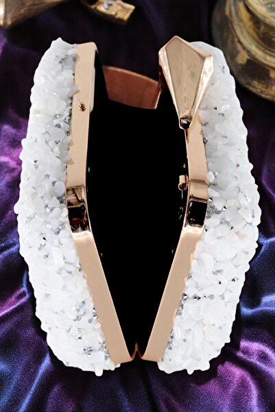 HFKY Mini geantă de rochie de seară Crystal Stone. Geanta de seara alba