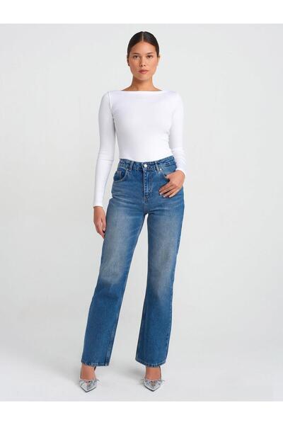 Dilvin Kayık Yaka Uzun Kollu Top-Beyaz