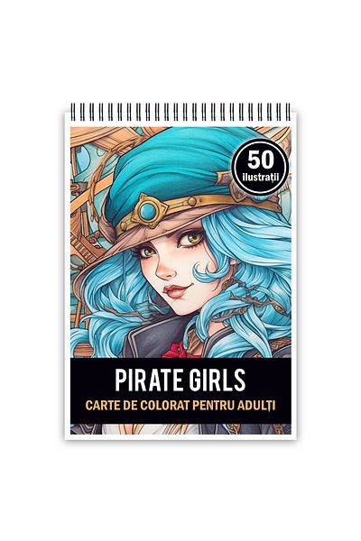 Legendary Gifts Adult Coloring Book, 50 Pirate Girls Illustrations, 106 Pages
