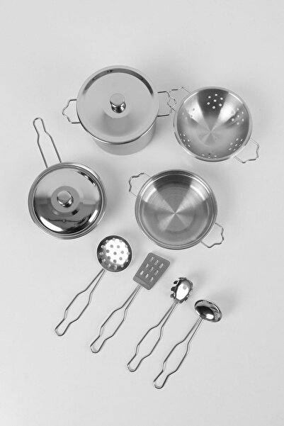 ROZİTOYS 11 Parça Çelik Tencere Tava Seti, Çocuk Çeliktencere Tava Seti 3815-6