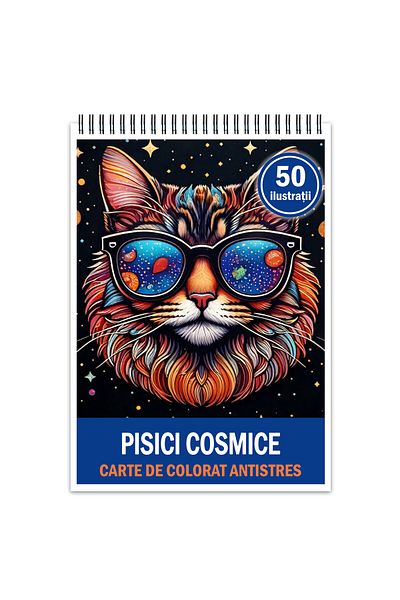 Legendary Gifts Anti-stress Coloring Book, 50 Cosmic Cats Illustrations, 106 Pages, Format: A5