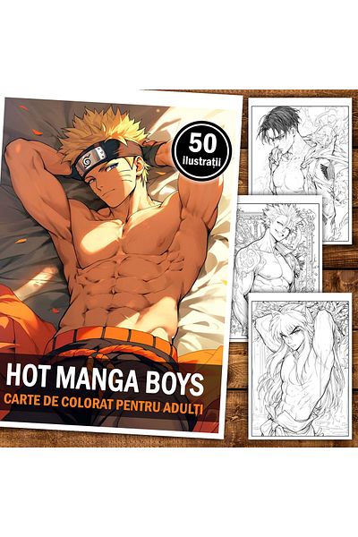 Legendary Gifts Anti-stress Coloring Book, 50 Illustrations, Hot Manga Boys, 106 Pages, Format: A5