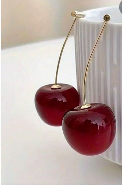 Ervalina Cherry Earrings - Ervalina, Trend Fashion, Gold Color