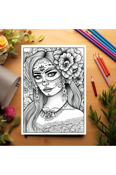 Legendary Gifts Adult Coloring Book, 50 Illustrations, Dia De Los Muertos - Volume Ii, 106 Pages