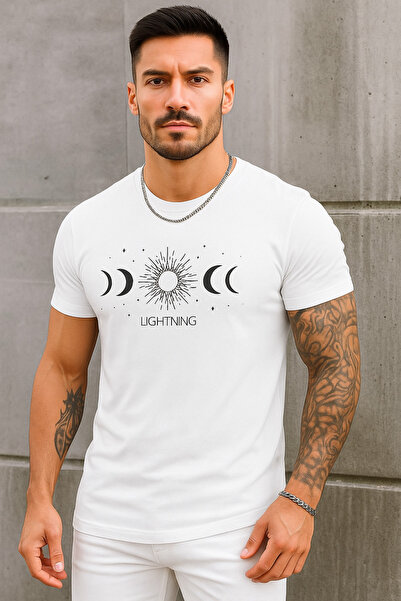 Belifanti Collection Muška bela Pamuk paket Lightning Štampano majica