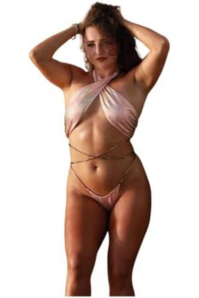 Dee-Trimmer Dee Trimmer Cross Fancy Swimwear Metallic Orange Colour For Beach Swimming, Swimming Pool Outing Bik