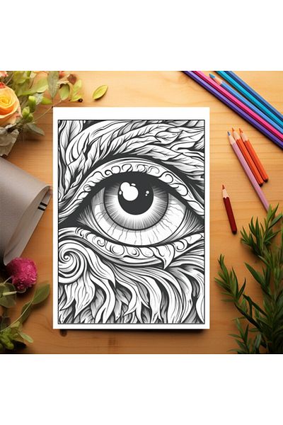 Legendary Gifts Anti-stress Coloring Book, 50 Illustrations, Mystic Eyes, 106 Pages, Format: A5