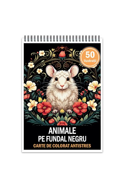 Legendary Gifts Anti-stress Coloring Book, 50 Illustrations Animals On A Black Background, 106 Pages, Format: A5