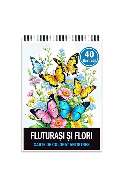 Legendary Gifts Anti-stress Coloring Book, 40 Illustrations Butterflies And Flowers, 96 Pages, Format: A5