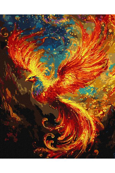 dego Paint by numbers set, with frame, Phoenix - extra metallic colors, 40 x 50 cm