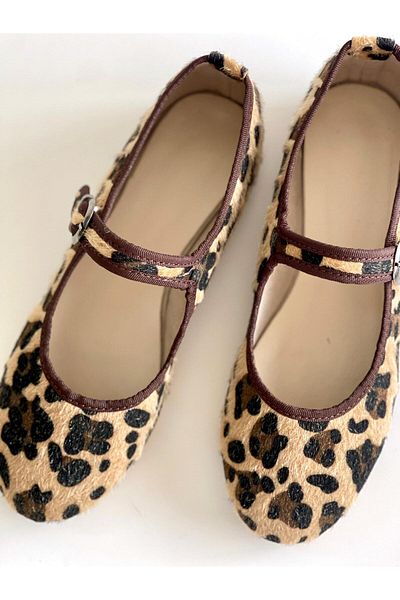 Merli&Rose Balerini clasici cu cataramă leopard pentru fete și adolescenți (numărul 34–42)
