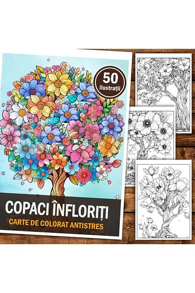 Legendary Gifts Anti-stress Coloring Book, 50 Illustrations, Flowering Trees, 106 Pages, Format: A5