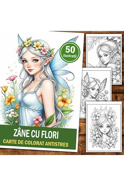 Legendary Gifts Anti-stress Coloring Book, 50 Illustrations Of Flower Fairies, 106 Pages, Format: A5