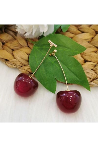 Ervalina Imported Cherry Earrings - Ervalina Trend Fashion, Gold Color