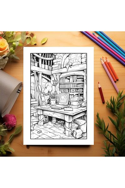 Legendary Gifts Coloring Book, 50 Illustrations, Wizard's Chamber, 106 Pages, Format: A5