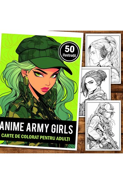 Legendary Gifts Anti-stress Coloring Book, 50 Illustrations, Anime Army Girls, 106 Pages, Format: A5