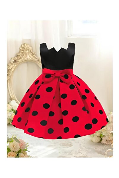 Noname Girl's Dress - Ladybug, 3-7 Years, Satin