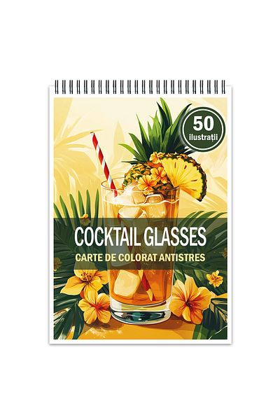 Legendary Gifts Anti-stress Coloring Book, 50 Illustrations, Cocktail Glasses 106 Pages, Format: A5