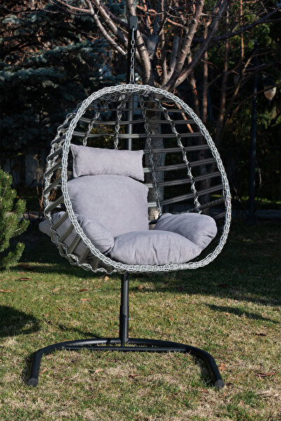 Pafu Fındık Rattan Salıncak - Gri