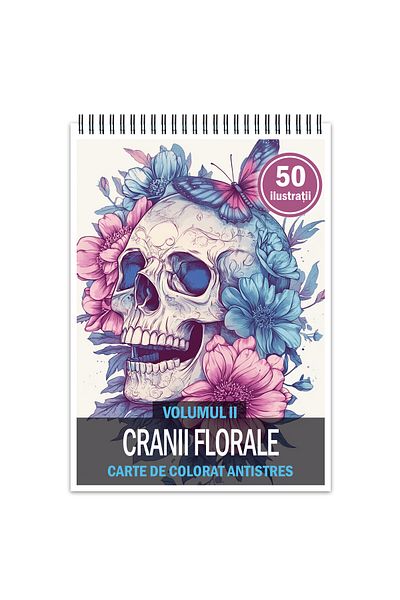 Legendary Gifts Anti-stress Coloring Book, 50 Illustrations, Floral Skulls - Volume Ii, 106 Pages, Format: A5
