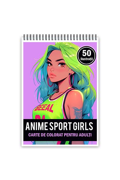 Legendary Gifts Adult Coloring Book, 50 Anime Sports Girls Illustrations, 106 Pages
