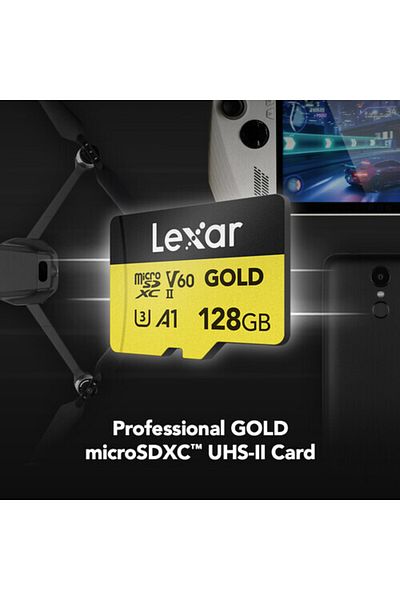 Lexar Professional 128Gb 280 Mb/S Gold Micro Sd Memory Card