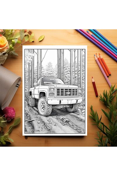 Legendary Gifts Coloring Book For Relaxation And Anti-stress, 50 Illustrations, Big Cars, 106 Pages, Format: A5