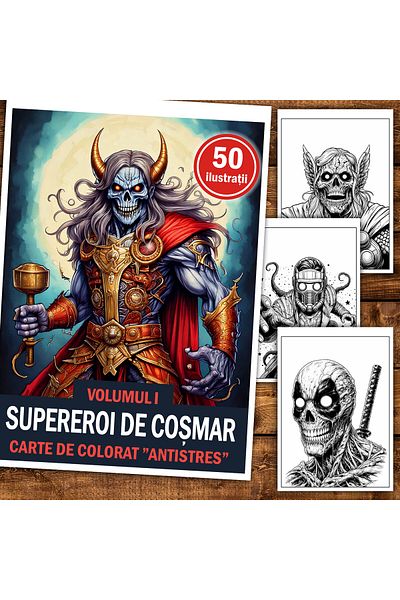 Legendary Gifts Anti-stress Coloring Book, 50 Illustrations Nightmare Superheroes - Volume I, 106 Pages, Format: A5