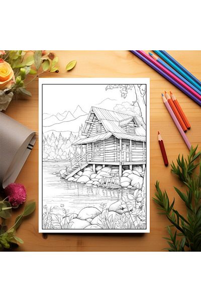 Legendary Gifts Coloring Book, 50 Illustrations, Cottages, 106 Pages, Format: A5