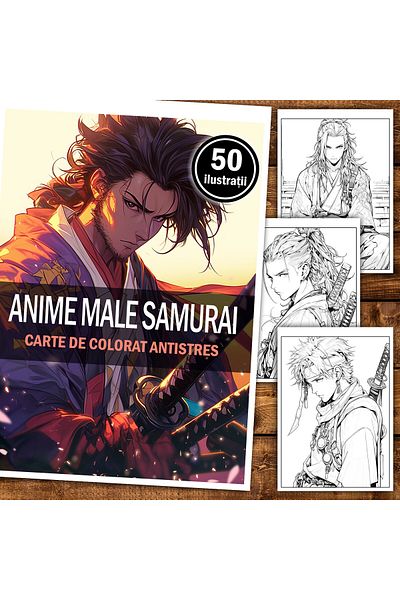 Legendary Gifts Anti-stress Coloring Book, 50 Illustrations, Anime Samurai, 106 Pages, Format: A5
