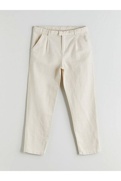 LC Waikiki Lcw Kids Ecru Linen Blended Boy's Trousers