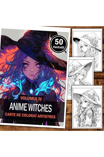 Legendary Gifts Anti-stress Coloring Book, 50 Illustrations, Anime Witches - Volume Iv, 106 Pages, Format: A5