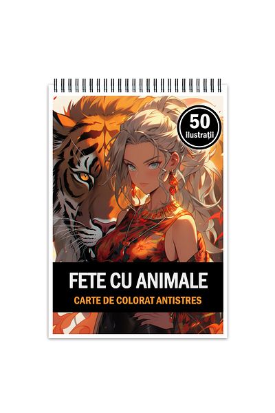 Legendary Gifts Anti-stress Coloring Book, 50 Illustrations, Anime Girls With Animals, 106 Pages, Format: A5