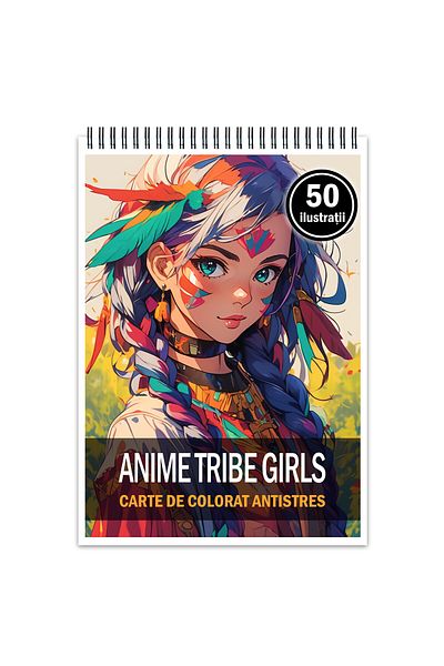 Legendary Gifts Anti-stress Coloring Book, 50 Illustrations, Anime Tribe Girls, 106 Pages, Format: A5i