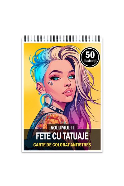 Legendary Gifts Anti-stress Coloring Book, 50 Illustrations Girls With Tattoos - Volume Ii, 106 Pages, Format: A5