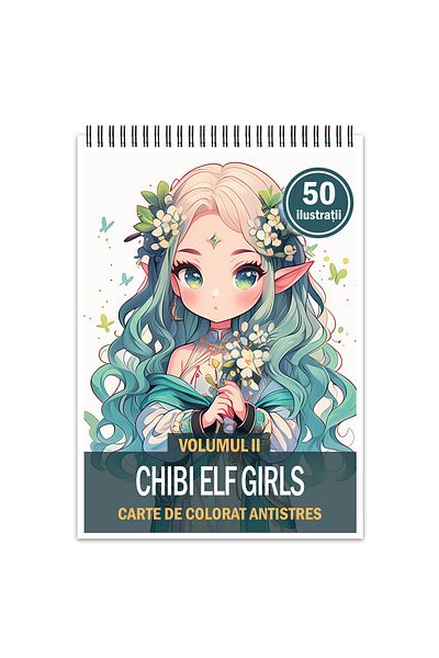 Legendary Gifts Anti-stress Coloring Book, 50 Illustrations, Chibi Elf Girls, 106 Pages, Format: A5