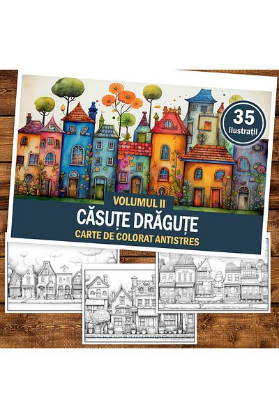 Legendary Gifts Anti-stress Coloring Book, 40 Illustrations Cute Houses - Volume Ii, 86 Pages, Format: A5