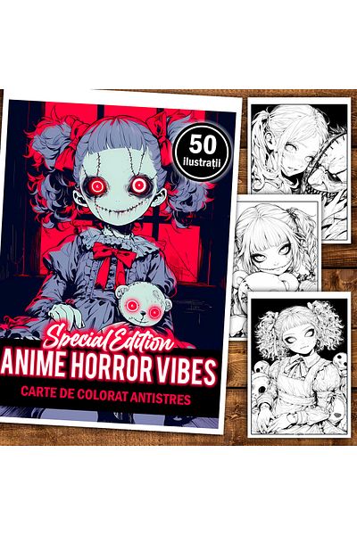 Legendary Gifts Anti-stress Coloring Book, 50 Illustrations, Anime Horror Vibes, 106 Pages, Format: A5