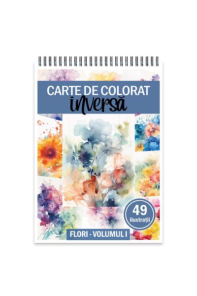 Legendary Gifts Reverse Coloring Book With 49 Illustrations, Flowers - Volume I, 104 Pages, Format: A5