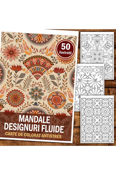 Legendary Gifts Anti-stress Coloring Book, 50 Illustrations Mandalas Fluid Designs, Format: A5