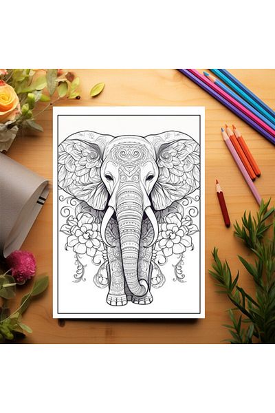 Legendary Gifts Coloring Book With 50 Illustrations, Elephants Mandala - Volume I, 106 Pages, Format: A5